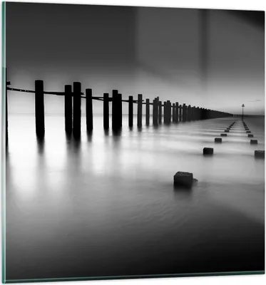 Produktbild von Bilder auf glas - Meer Ufer Ozean Horizont - 40x40cm - Glasbilder - Wandbilder - Kunstdruck - zum Aufhängen bereit - Wanddekoration aus Glas - Glas Bilder - Wandbild auf Glas - GAC40x40-2229