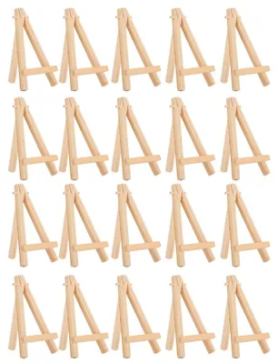 Image de Lot de 20 mini-chevalets décoratifs en bois naturel, supports pour trépied destinés à la décoration et à l'exposition