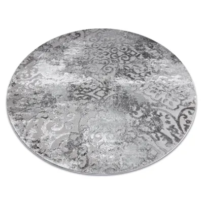 Produktbild von Modern MEFE Teppich Kreis 8724 Ornament vintage - Strukturell zwei Ebenen aus Vlies grau Grau rund 100 cm