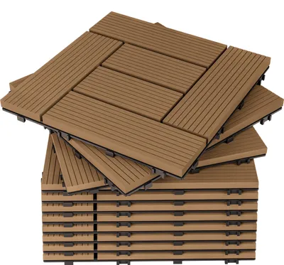 Produktbild von DEUBA® WPC Fliesen 30x30 cm Stecksystem Zuschneidbar Drainagesystem Terrasse Balkon Garten Klickfliesen Mosaik Terrakotta