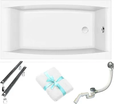 Produktbild von Cersanit | Badewanne - 140 x 75 Cm - Mit Siphon Und Beinen - Ergonomische Form - Acrylwanne - Weiß - Virgo