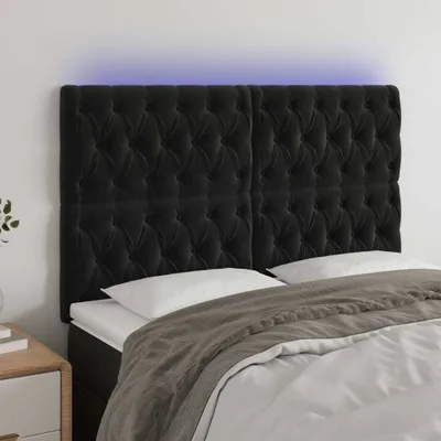 Produktbild von The Living Store LED Kopfteil Schwarz 160x7x118/128 cm Samt