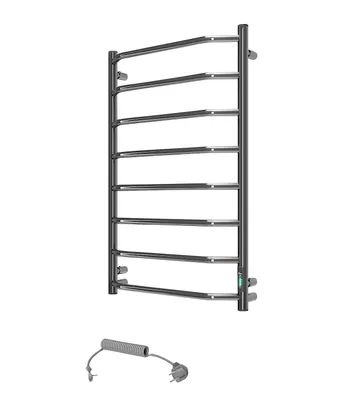 Zdjęcie produktu dla Grzejnik łazienkowy elektryczny stal nierdzewna chrom Trapezium 8 130W 81x53 cm energooszczędny