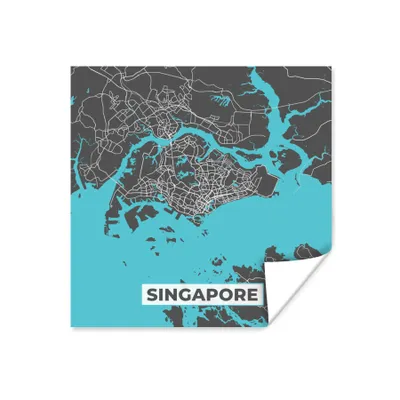 Produktbild von MuchoWow® Poster Singapur - Karte - Blau - Stadtplan 100x100 cm - Babyzimmer