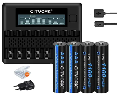 Produktbild von Wiederaufladbares Batterien-Set, LCD-Ladegerät, hohe Kapazität, 1Ladegerät 4AAA