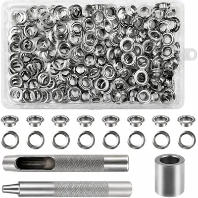 Ösen-Werkzeugset, 120 Teile, 6 mm, silber, Metall