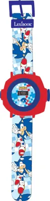 Zdjęcie produktu dla Lexibook, SEGA Sonic The Hedgehog, regulowany zegar projekcyjny z ekranem cyfrowym, wyświetla 20 obrazków z Sonicem, dla dzieci, niebiesko-czerwony, DMW050SN