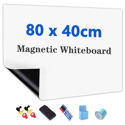 Image de Solidchoice - Film magnétique adhésif pour tableau blanc, dimensions 80 x 40 cm, livré avec des marqueurs et une gomme