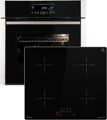 Produktbild von Autarkes Herdset: 60cm Einbaubackofen EB8016ED + 59cm Induktionskochfeld IH85900ED | Katalyse | Drehspieß | Pizzafunktion | Grill | Heißluft | Teleskopauszüge | Automatik-Timer | SET8016IH859ED