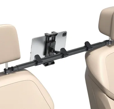 Produktbild von Tablet Halterung Auto Kopfstütze ausziehbar für 5-13 Zoll Geräte, Metall, 38-75 cm Teleskop