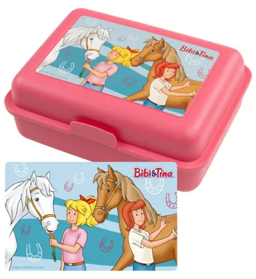 Produktbild von Bibi & Tina Brotdose - Pferde Hufeisen Lunchbox Butterbrotdose mit Trennwand Rosa
