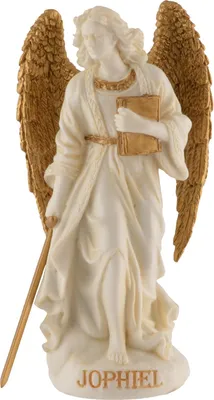 Immagine prodotto di Figurina in miniatura veronese dell'arcangelo Jophiel – Scultura religiosa in poliresina bianca