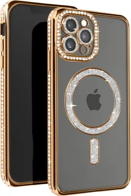 Image de Avizar, étui en diamant pour iPhone 12 Pro Max - Protection MagSafe avec bordures en strass, or