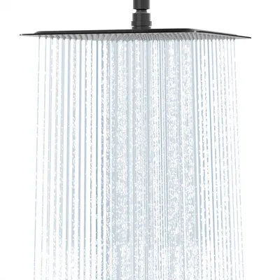 Obrázok produktu pre Rainsworth 40x40 cm dažďová sprcha z nehrdzavejúcej ocele, sprchová hlavica s tryskami proti vodnému kameňu, technológia vstrekovania vzduchu sprchová hlavica dažďová sprcha, čierna