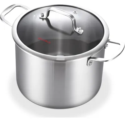 Zdjęcie produktu dla Garnek indukcyjny Kochtopf, 24 cm, 7,6 L, ze stali nierdzewnej, do gotowania mięsa, z pokrywką, trójwarstwowy