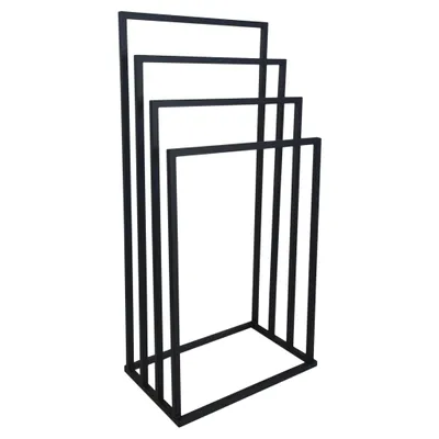 Produktbild von Stabiler Handtuchständer freistehend 4 Stangen – Metall schwarz matt Loft Badezimmer Handtuchhalter für Bad Hotel Spa Belmy AZER