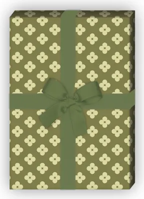 Produktbild von Schönes Geschenkpapier Set, Dekorpapier mit einfachen Retro Blüten, grün - G8599, 32 x 48cm