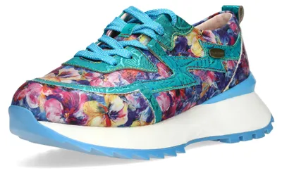 Produktbild von Laura Vita Damen Sneaker Metallic Plateau Floral TELLAO 09, Größe:39 EU, Farbe:Blau