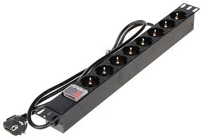 Produktbild von 19-Zoll-Rack-Steckdosenleiste 1U, 8-fach, 230 V, 16 A, 4000 W, 1,8 m