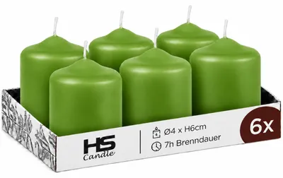Productafbeelding van Stompkaarsen, diameter 4 cm x hoogte 6 cm - set van 6, kleur groen