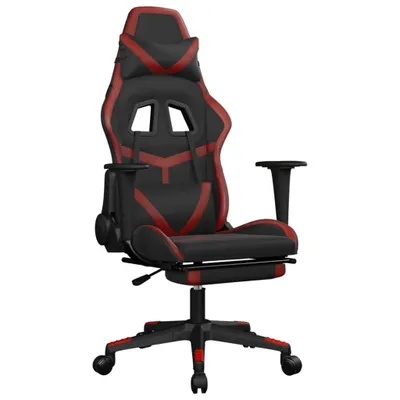 Produktbild von Gaming-Stuhl mit Massage & Fußstütze Schwarz Weinrot Kunstleder