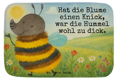 Produktbild von Mr. & Mrs. Panda Badvorleger Hummel flauschig Design - Weiß - Geschenk, Natur, duschmatte, Lustige Sprüche, Badteppich, Teppich Fürs Bad, Biene, Blume, Badematte