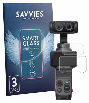Produktbild von 3x Savvies Schutzglas Folie für Insta360 Luna Ultra (Display + Linse) 9H Panzer Schutzfolie Glas Displayschutz klar transparent