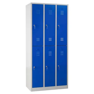 Produktbild von Gürkan Spind lichtgrau, enzianblau 106120, 6 Schließfächer 90,0 x 50,0 x 195,0 cm