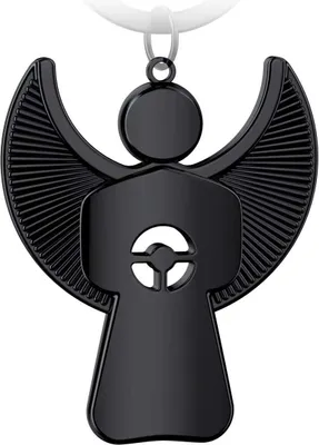 Produktbild von FABACH Schutzengel Schlüsselanhänger Pikto mit Lenkrad - Edler Engel Anhänger aus Metall in glänzendem Schwarz - Geschenk Glücksbringer Auto Führerschein - Fahr vorsichtig