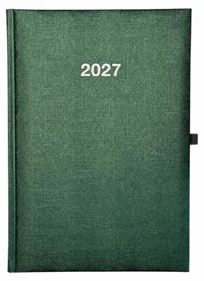 Produktbild von 2027 ADINA Wochenkalender A5+ grün-metallic 24x16cm 1 Woche auf 2 Seiten cremefarbenes 80g Papier, KI-generiertes Bild