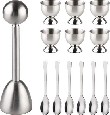 Image de Lot de 13 moules à œufs pour œufs à la coque - Set d'ustensiles avec moules à œufs - Argent