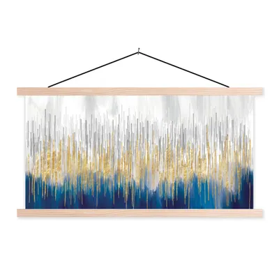 Produktbild von MuchoWow® Textilposter Abstrakt - Gemälde - Öl 120x60 cm mit holzfarbenen Rahmen - Klemmleiste
