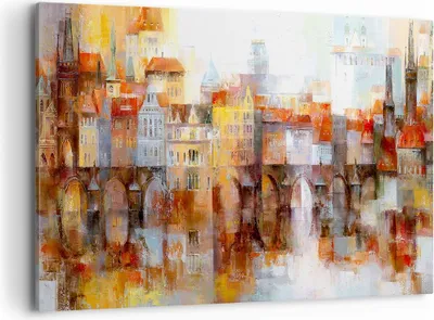 Produktbild von Bild auf Leinwand - Leinwandbild - Stadt Mietshaus - 100x70cm - Wand Bild - Wanddeko - Wandbilder - Leinwanddruck - Bilder - Kunstdruck - Wanddekoration - Leinwand bilder - Wandkunst - AA100x70-3476