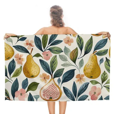 Image de Serviette de plage absorbante avec motif floral, à séchage rapide