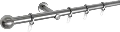 Produktbild von Gardinenstange 1-lauf  Komplettgarnitur Ball Farbe: Edelstahl-Optik, Größe: 160 cm