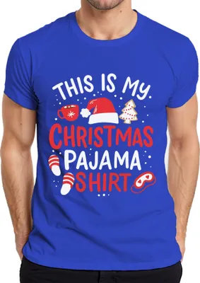 Produktbild von This is my Christmas Pajama Shirt Weihnachtsmütze - Weihnachten Xmas Christmas Herren T-Shirt, Blau, 3XL