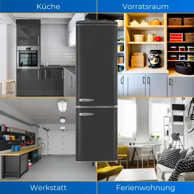 Produktbild von Exquisit Retrokühlschrank RKGC250-70-H-160E mattschwarz | Standgerät | 244 l Volumen | mattschwarz