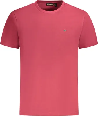 Image de T-shirt rouge à manches courtes pour hommes avec broderie et col rond