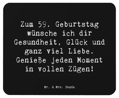 Produktbild von Mr. & Mrs. Panda Mousepad Spruch 59. Geburtstag - Schwarz - Geschenk, Mouse Pad, Jubiläum, Geburtstagsgeschenk, Mauspad, laptop, Geburtstagsüberraschung, Happy Birthday