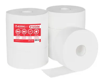 Image de Papier hygiénique jumbo PrimaSOFT- - 2 plis, cellulose, 230 mm, 6 rouleaux