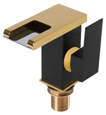 Image de Robinet de salle de bain LED - Robinet de lavabo à cascade - LED de température tricolore - Installation à un trou, raccordement G1/2 - Acier inoxydable - Hauteur : 12,5 cm