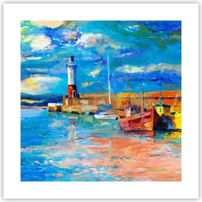 Produktbild von Poster - Poster ohne Rahmen - Leuchtturm Meer - 40x40 cm - Wand Bild - Wanddeko - Wandbilder - Kunstposter - Wandposter - Bilder - Kunstdruck - Wanddekoration - Wandbild - P2XAC40x40-3693