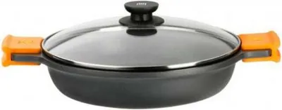 Produktbild von BRA Efficient | Niedriger Kochtopf mit Glasdeckel und abnehmbaren Silikongriffen, 36 cm, für alle Herdarten inklusive Induktion und Backofen geeignet