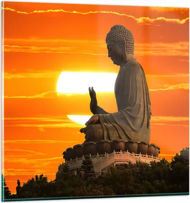 Produktbild von Bilder auf glas - tempel buddha - 30x30cm - Glasbilder - Wandbilder - Bilder - Kunstdruck - zum Aufhängen bereit - Wanddekoration aus Glas - Glas Bilder - Wandbild auf Glas - Einteilig - GAC30x30-3532