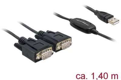 Image de Delock 61886 DELOCK USB Kabel A -> 2x D-Sub9 St/St 1.40m