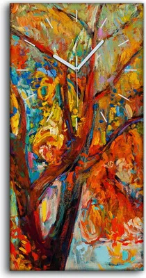 Produktbild von Leinwand Uhr Küche Wohnzimmer Bild 30x60 Wand Kunst Bild Landschaft Baum Herbst - weiße Hände