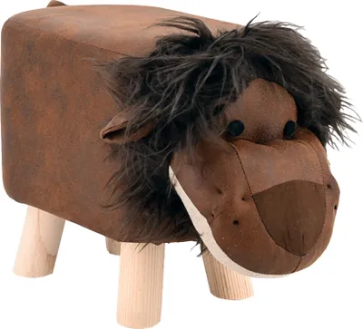 Produktbild von Tierhocker Stoff Holzbeine Deko Hocker Kinderhocker Kinder Löwe