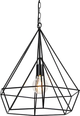 Produktbild von QAZQA - Design Skandinavische Hängelampe I Pendellampe I Pendelleuchte schwarz - Karkass I Wohnzimmer I Schlafzimmer - Stahl Rund - LED geeignet E27