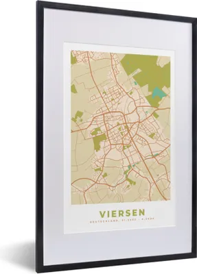 Produktbild von MuchoWow® Gerahmtes Poster Stadtplan - Viersen - Vintage - Stadtplan 40x60 cm - Poster mit Schwarzem Bilderrahmen Wandposter Rahmen Foto Bilder - Poster in Rahmen