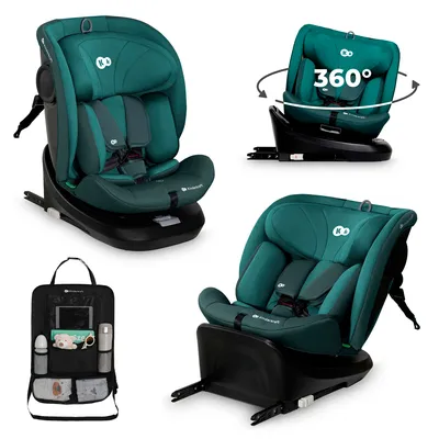 Produktbild von Kinderkraft I-GROW i-Size Kindersitz, 40-150 cm, 360°, RWF/FWF, H-GUARD, ISOFIX, TOP TETHER, 5-Punkt-Gurt, Grün, mit Auto-Organizer